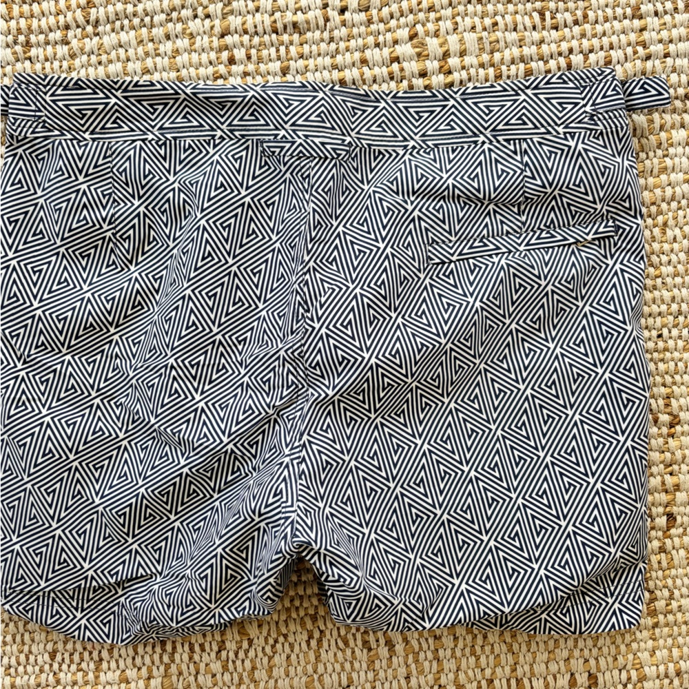 Orlebar Brown Navy White Geometric Patterned Shorts - Picture 2 of 2